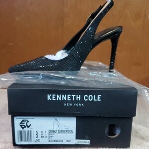 Kenneth Cole New York Sparkling Black Slingback Heels Size 8